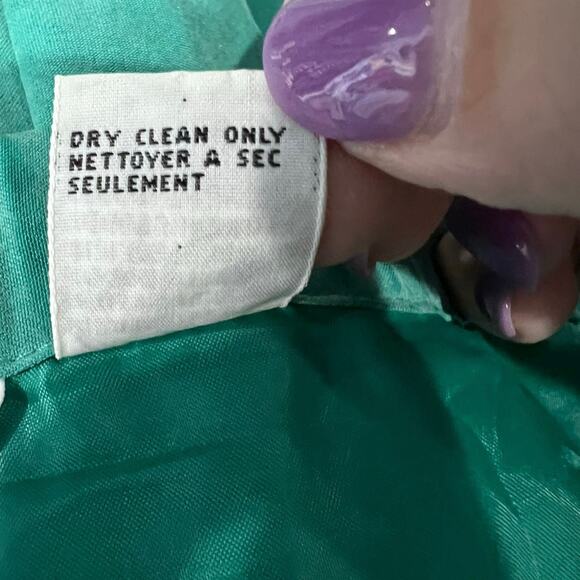 Talbots Vintage Size Size 10 Teal Pure Silk Woman’s 2 Piece Pant and Blazer Suit - Picture 12 of 16